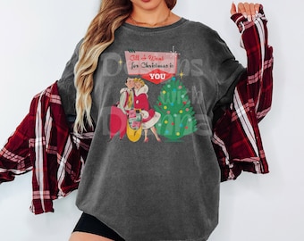 Retro Christmas Shirt For Women Comfort Colors Vintage 50s Holiday Tee 1950s Couple Graphic Nostalgic Xmas Outfit For Parties Or Casual Wear