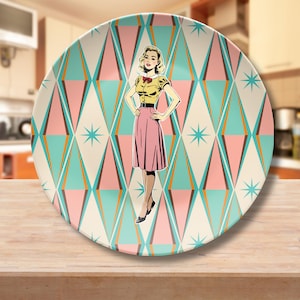 Retro Valentine Plate Vintage 1950s Franciscan Diamond Starburst Kitsch Cute Valentine&#39;s Day Tableware Perfect for Valentine&#39;s Day Parties