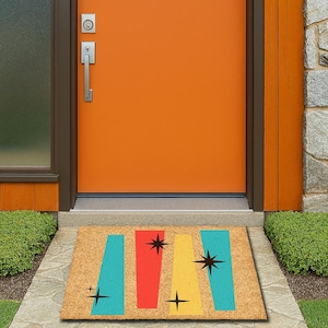 Mid Century Modern Doormat Retro Front Porch Rug 1950s Style Outdoor Mat for Apartment Entryway or Housewarming Gift for MCM Lover