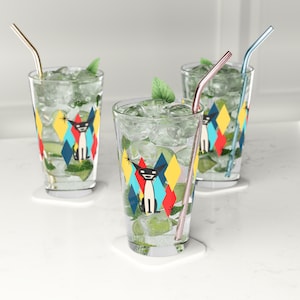 Atomic Dog Drinking Glasses | Atomic Dog Drinkware | Retro Dog Gifts | Cute Atomic Dog Glasses | Cute Dog Gifts For Dog Lover
