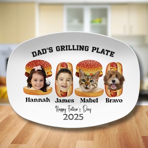 Personalized Daddy&#39;s Grilling Plate Custom BBQ Gift for Dad Grandpa or Husband Unique Fathers Day Present from Kids Grill Master Platter