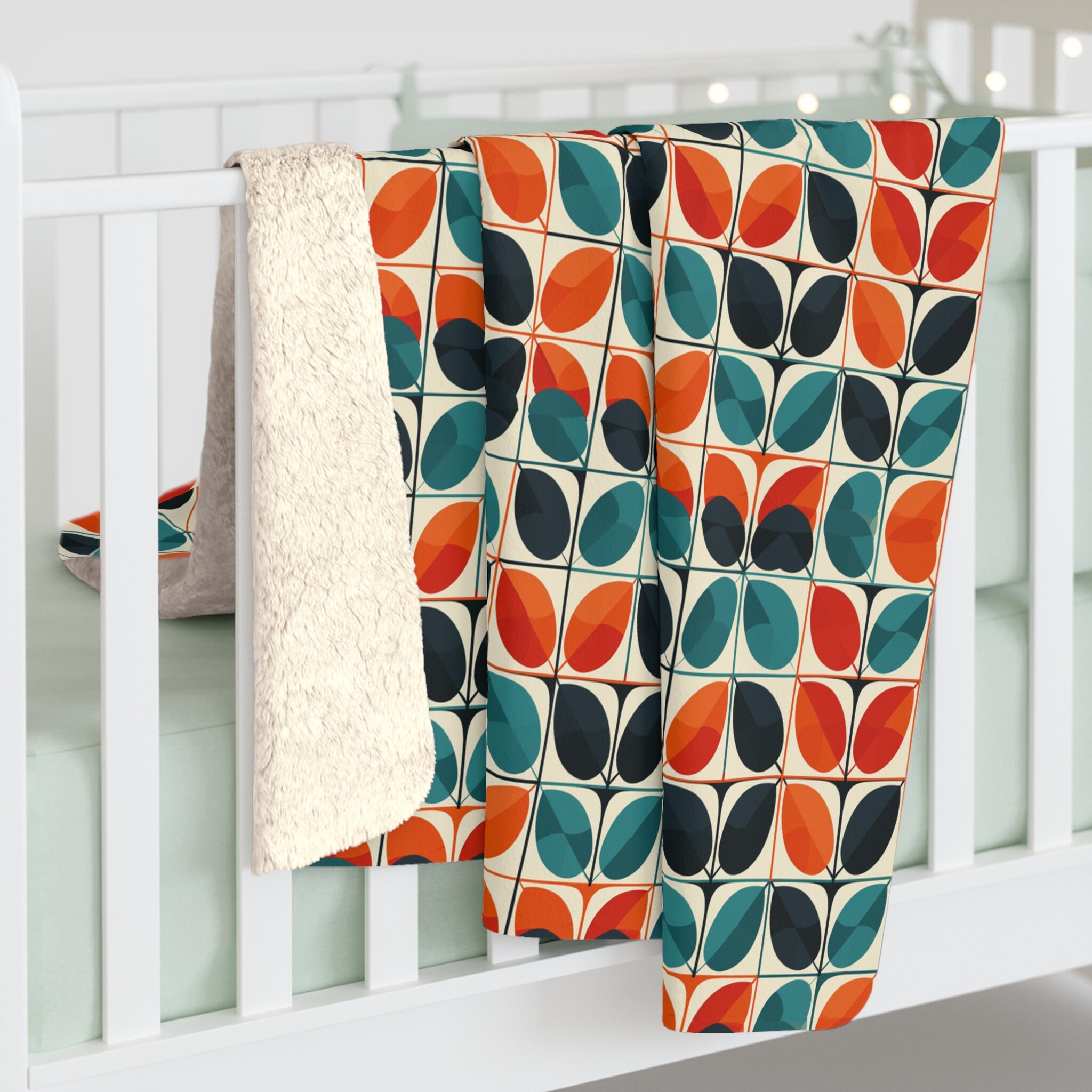 Cozy Home Modern Style Micro Fleece Blanket - Orange Geometric (Full) main image 0
