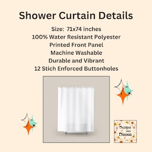 retro shower, orange bathroom, sunburst decor, mcm bathroom, geometric decor, mod shower, vintage bath, atomic decor, retro home, bath makeover, modern curtain, groovy decor, guest bathroom