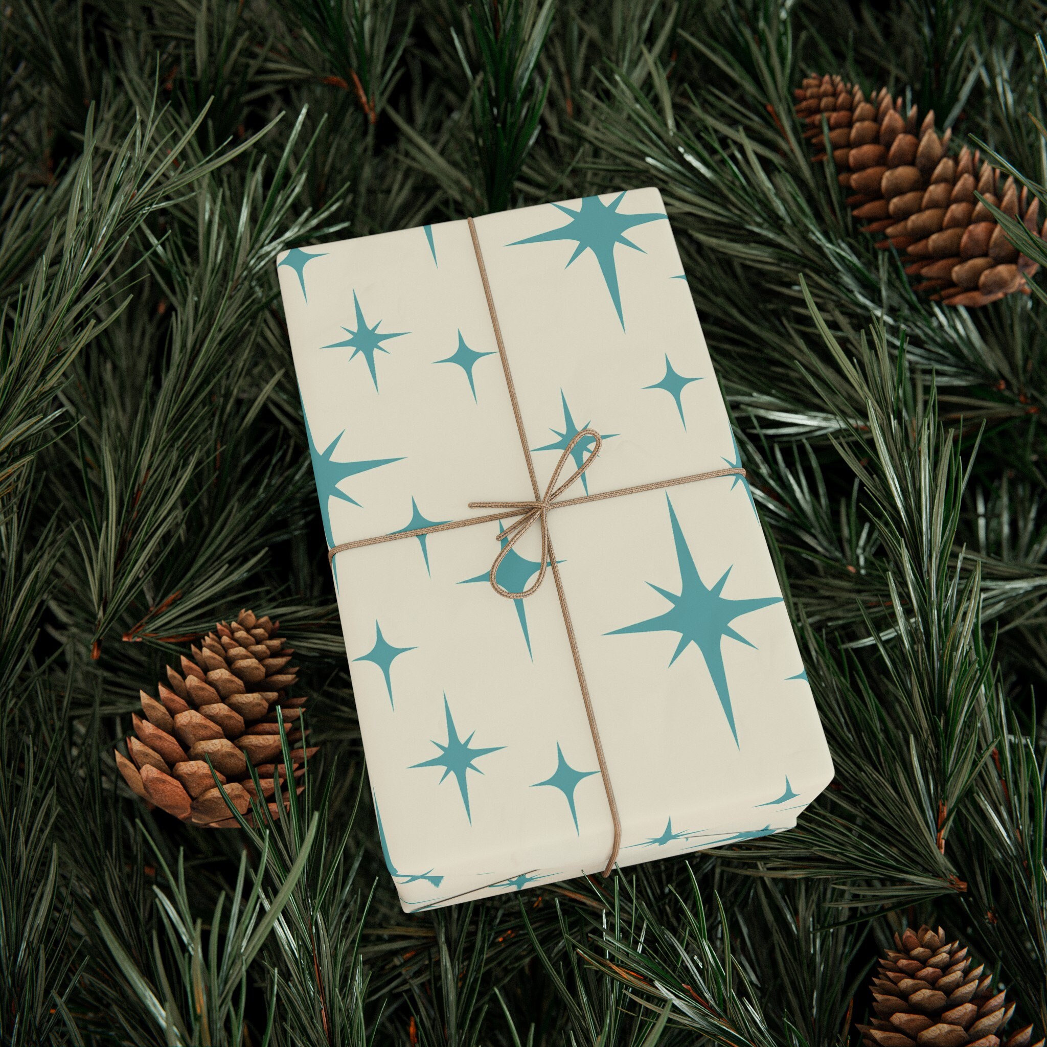 Atomic Starburst Retro Wrapping Paper, Mid Century Modern Atomic ...