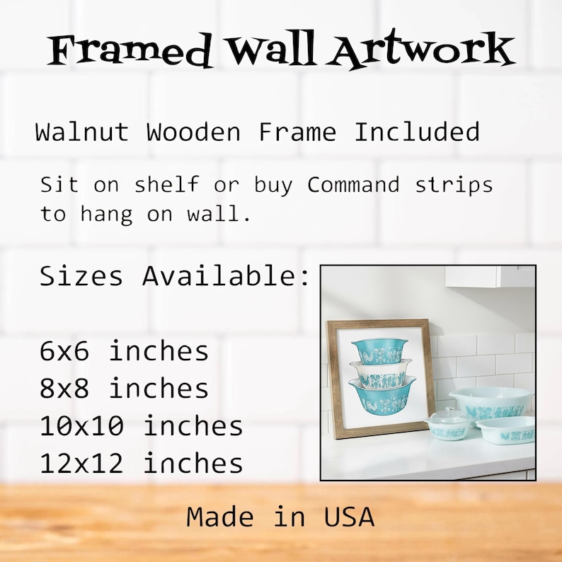 Pyrex Artwork Pyrex Amish Butterprint Framed Artwork Vintage Kitchen Wall Art Gift ...