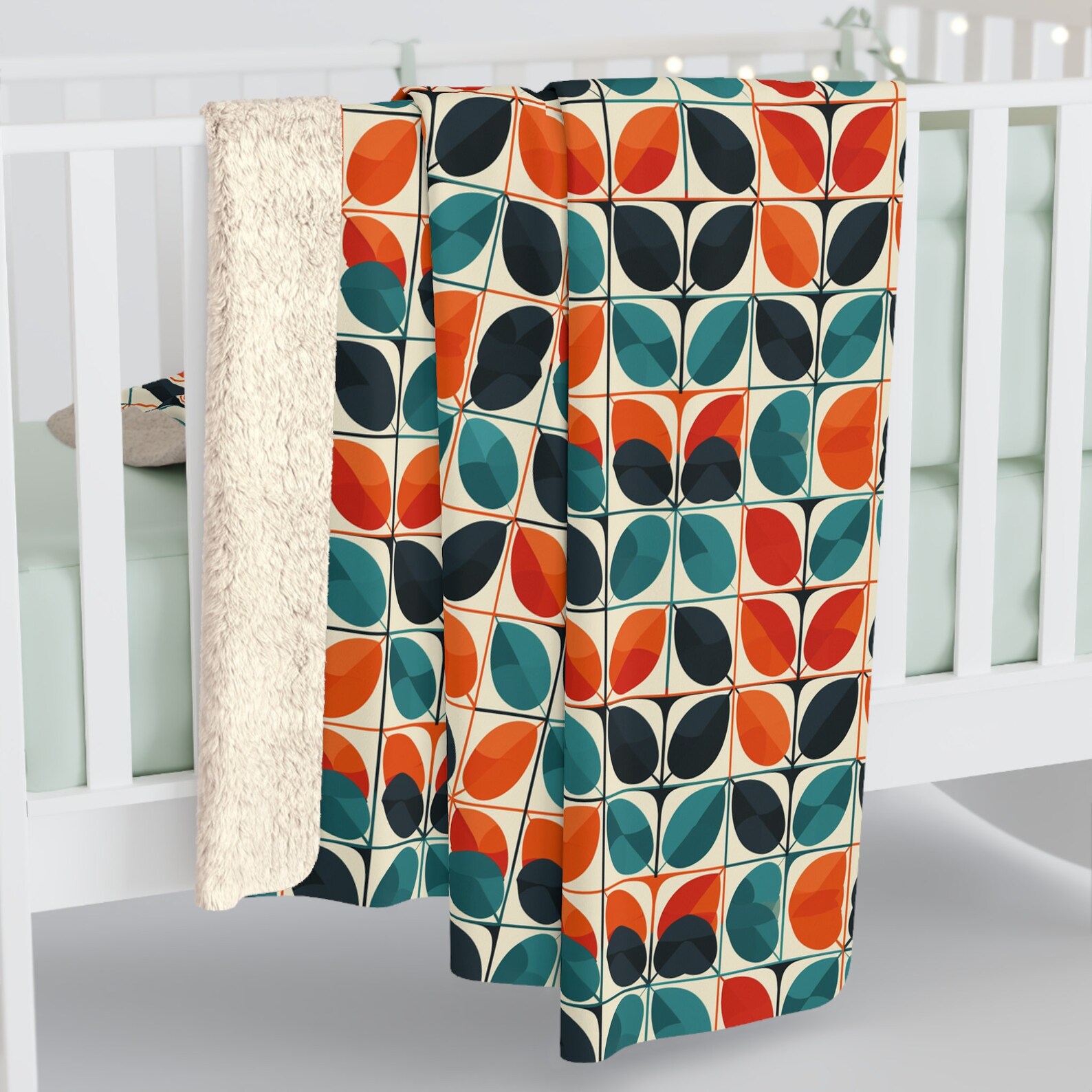 Cozy Home Modern Style Micro Fleece Blanket - Orange Geometric (Full)