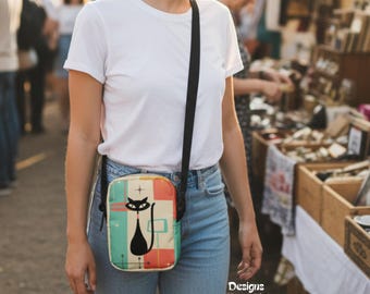 Atomic Cat Crossbody | Atomic Cat Handbag | Small Handbag | 50S Retro Cat Handbag | Mid Mod Wallet | Retro Bag | MCM Purse | Shoulder Bag