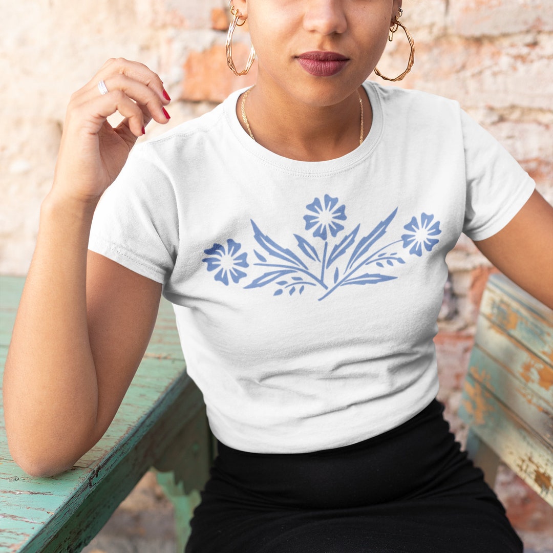 Bias Cut Shirt Cornflower Floral main image 0