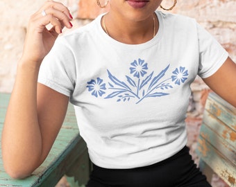 Corningware Blue Cornflower Shirt, Blue Cornflower Women's Cut Style Shirt, Corningware Blue Cornflower Shirt for Mom, Pyrex Collector Gifts