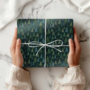 Vintage Christmas Wrapping Paper Retro Style Joyful Holiday Gift Wrap Festive Christmas Tree 1950s style Beautiful Retro Christmas Gift Wrap