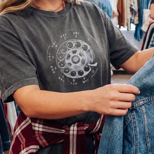 Vintage Rotary Phone Graphic Tee: Retro Minimalist Comfort Colors Shirt