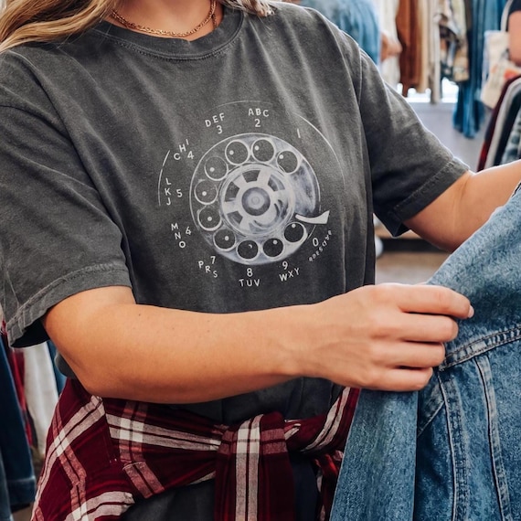 Vintage Rotary Phone Shirt Retro Graphic Tee Old School Telephone Shirt Retro Minimalist Comfort Colors Tee