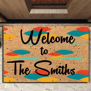 Mid Century Modern, Housewarming Gift, Abstract Mid Century, New Home Gift, Welcome Mat, Front Door Mat, Midcentury Mat Decor Retro Door Mat