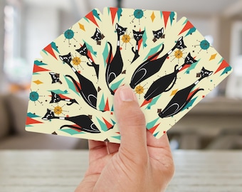 Atomic Cat Playing Cards, Retro Playing Cards, Atomic Cat Cards, Atomic Cat Gifts, Black Cat Playing Cards, MCM Playing Cards Gift for Him