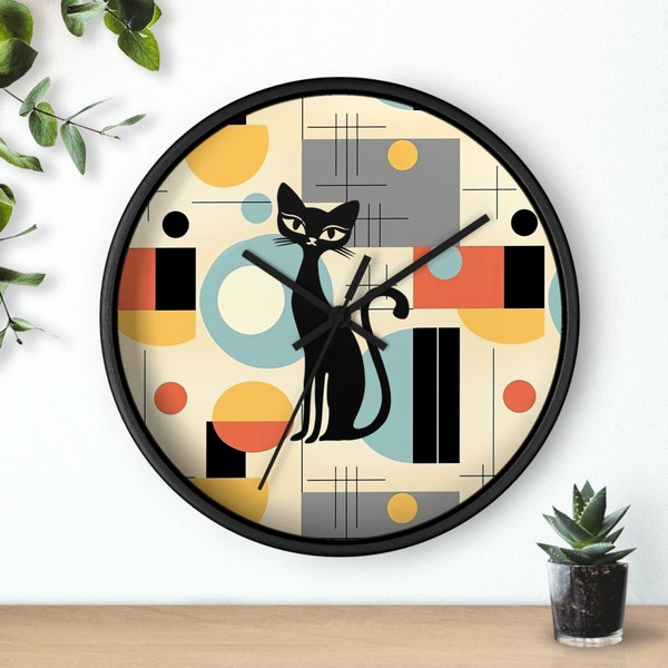 Retro Atomic Cat Wall Clock, Atomic Cat 50s Style Decor, Mid Century Modern Style Clock, MCM House Decor, Retro Style Cat Theme Clock