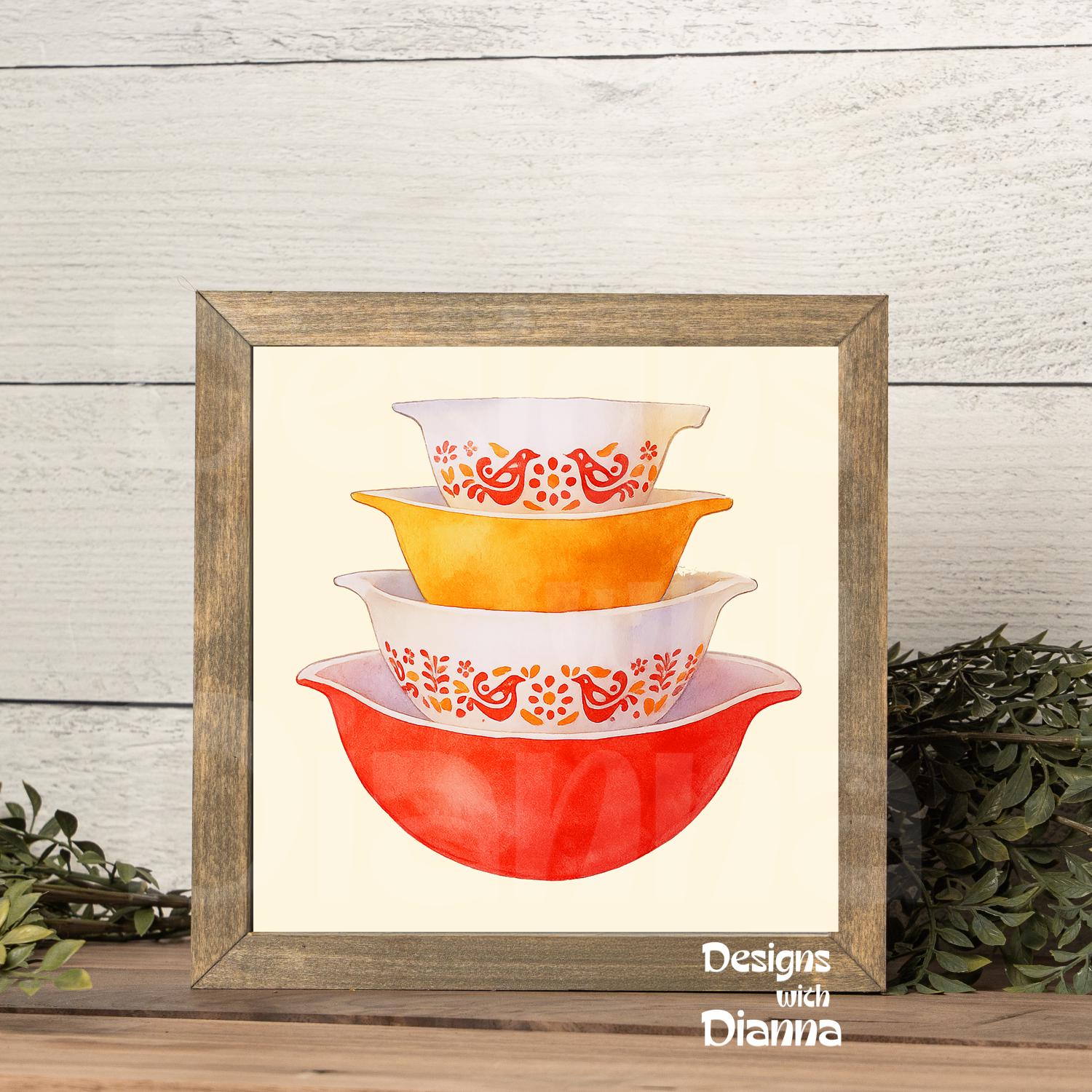 Pyrex Artwork Pyrex Friendship Wall Art Retro Kitchen Decor Vintage Style Framed ...