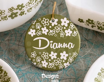 Pyrex Crazy Daisy  Personzalized Ornament Vintage Pyrex Spring Blossom Custom Ornament for Pyrex Collector Holiday Keepsake