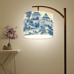Book Nook Lamp Blue and Cream Toile Chinoiserie Botanical Lamp French Country Decor Elegant Lighting for Home Unique Gift Idea Vintage Decor