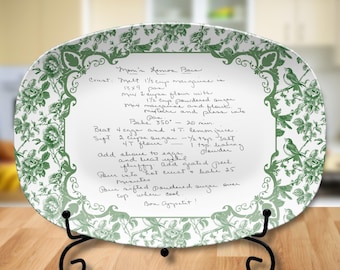 Custom Handwritten Recipe Platter Toile Personalized Family Keepsake Perfect Gift for Mom or Grandma Mother's Day Family Heirloom Gift