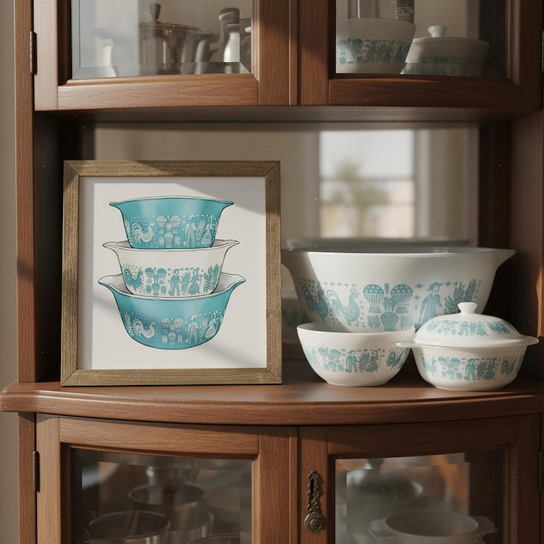 Pyrex Artwork Pyrex Amish Butterprint Framed Artwork Vintage Kitchen Wall Art Gift ...