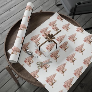 Pink Christmas Wrapping Paper, Mid Century Modern Atomic Pink Gift Wrap, Pink 1950s Wrapping Paper, Pink Christmas Vintage Wrapping Paper