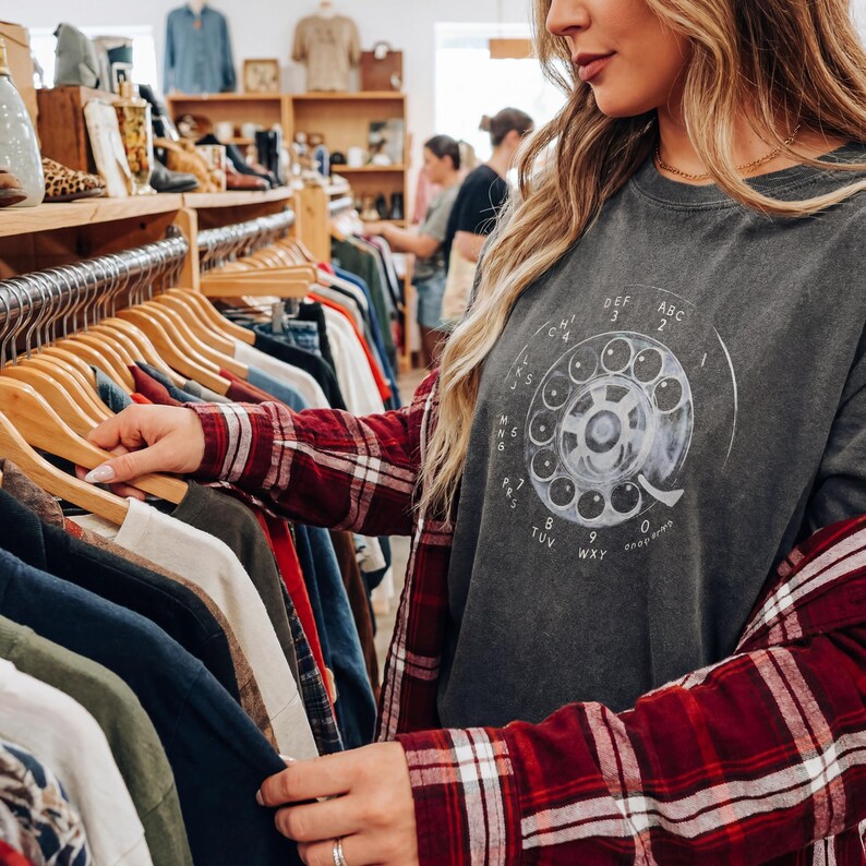 dial phone shirt, nostalgic tee, gen x shirt, retro aesthetic, vintage dial, 90s inspired, retro minimalist, faded graphic, vintage tee, soft grunge tee, aesthetic shirt, retro vibes, phone graphic