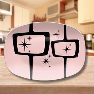 Mid Century Modern Serving Platter Atomic Design Entertaining Tray Retro MCM Party Dinnerware Custom Housewarming Gift 50s Decorative Plate