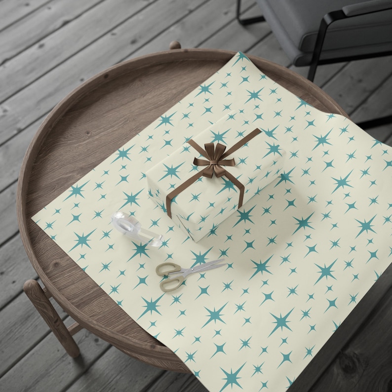 Atomic Starburst Retro Wrapping Paper, Mid Century Modern Atomic ...
