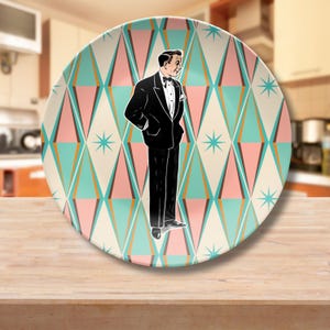 Retro Valentine Plate Vintage 1950s Franciscan Diamond Starburst Kitsch Cute Valentine&#39;s Day Tableware Perfect for Valentine&#39;s Day Parties