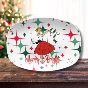 1950s Christmas Platter Retro Kitsch Holiday Tableware Vintage Mid Century Modern Serving Tray MCM Holiday Home Decor Perfect Gift for Mom