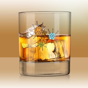 Franciscan Starburst Whiskey Rock Glass Atomic Age Barware Retro Cocktail Glassware MCM Barware Franciscan Diamond Starburst Whiskey Glass