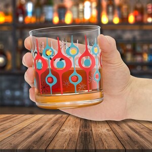 Atomic Whiskey Bar Glass, Mid Century Modern Whiskey Glass, MCM Barware, Atomic Era Glassware, MCM Whiskey Glassware