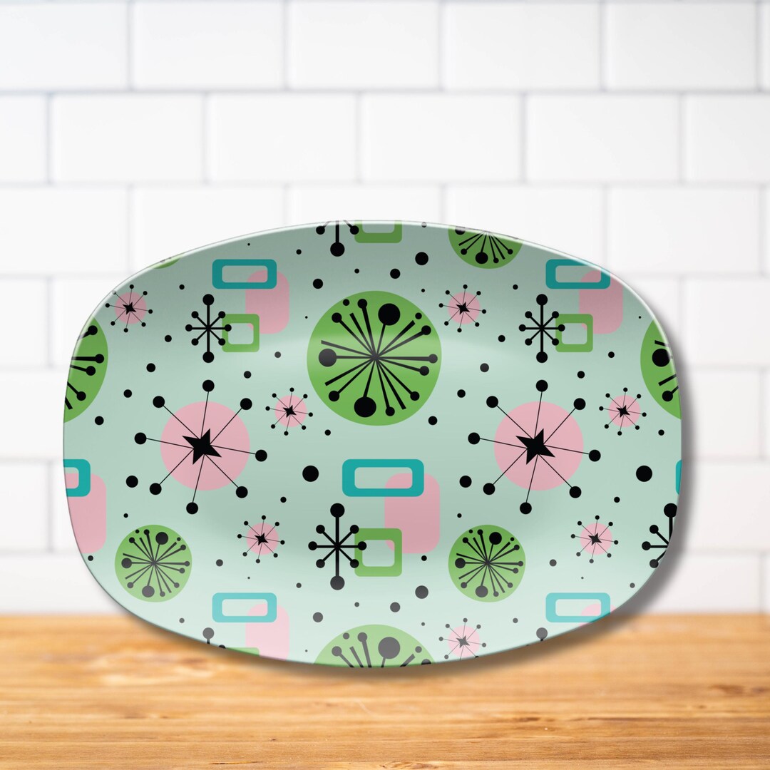 Sputnik Mid Century Modern Retro Atomic Age Serving Platter