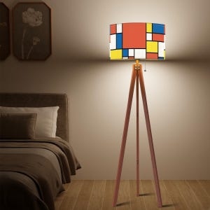 MCM Atomic Tripod Floor Lamp Mid Century Modern Lamp Retro Home Decor Gift for Her Retro Geometric Unique Floor Lamp Home Decor Red Blue