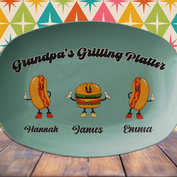 Personalized Grilling Plate, Fathers Day Gift from Kids, Grill Gifts, BBQ Custom Platter, Daddys Grilling Plate, Fathers Day Gift from Wife
