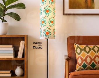 Lámpara de pie de estilo atómico de mediados de siglo, moderna, retro, con iluminación de estrella atómica, decoración vintage para el hogar, sala de estar o rincón de lectura.