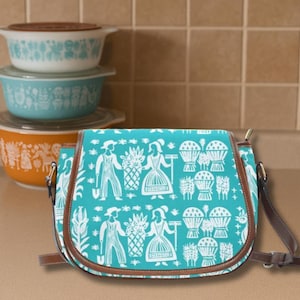 Pyrex Butterprint Purse Retro Style Handbag For Vintage Lovers Pyrex Collector Gift Turquoise Amish Print Shoulder Bag