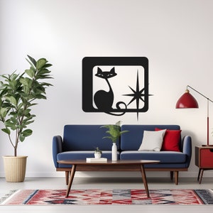 Atomic Cat Metal Artwork, Atomic Cat Metal Wall Artwork, Mid Century Modern Artwork, Atomic Cat Gift, Atomic Cat Home Decor