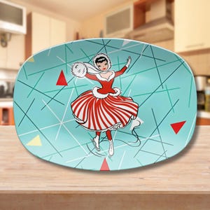 Mid Century Modern Serving Platter Atomic Design Entertaining Tray Retro MCM Party Dinnerware Custom Housewarming Gift 50s Decorative Plate