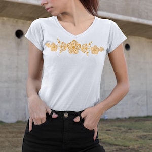 Pyrex Butterfly Gold Shirt | 1970S Pyrex | Pyrex Shirt | Vintage Pyrex | Butterfly Gold | Gift for Pyrex Collector Women's V Neck Shirt