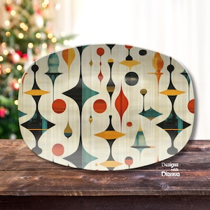 Mid Century Modern Serving Platter Atomic Design Entertaining Tray Retro MCM Party Dinnerware Custom Housewarming Gift 50s Decorative Plate