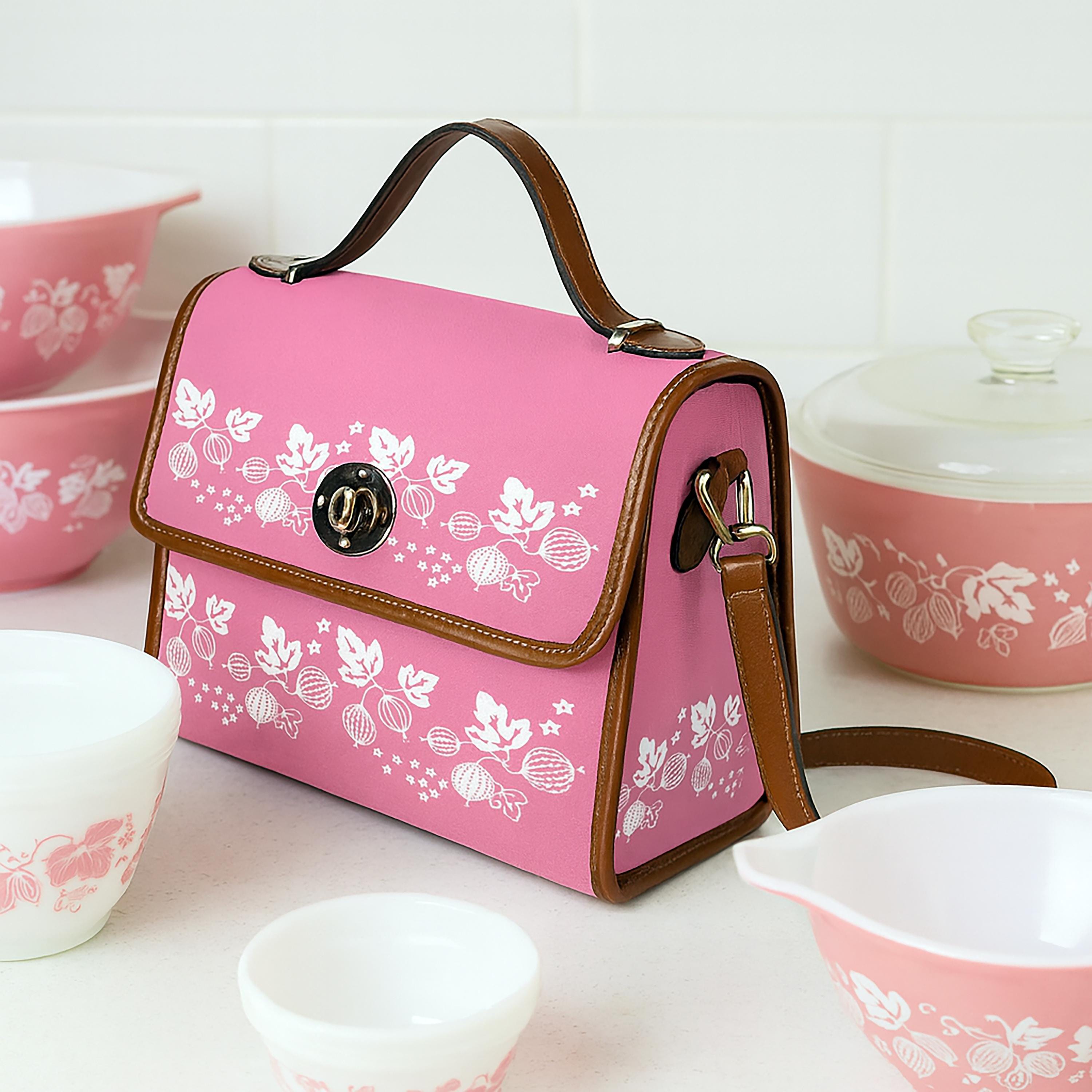 40 Retro Tote Bags: The Ultimate Fashion Accessory 13 Pyrex Gooseberry Pink Purse Vintage Pyrex Bag Retro Pink Handbag Mid…