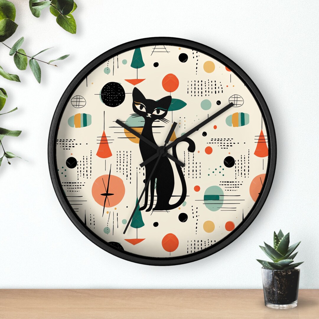 Retro Atomic Cat Wall Clock, Atomic Cat 50s Style Decor, Mid Century ...