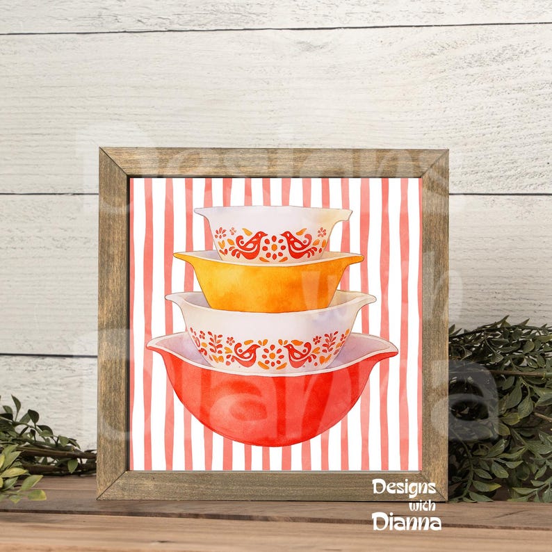 Pyrex Artwork Pyrex Friendship Wall Art Retro Kitchen Decor Vintage Style Framed ...