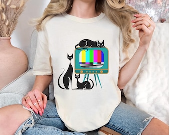 Atomic Cat Shirt Comfort Colors Mid Century Modern Cat Shirt Unisex Retro Cats Tee Vintage 1950s Style Cat Lover Gift for Cat Lovers
