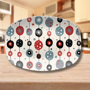 Mid Century Modern Serving Platter Atomic Design Entertaining Tray Retro MCM Party Dinnerware Custom Housewarming Gift 50s Decorative Plate