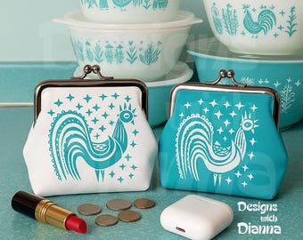 Vintage Pyrex Butterprint Coin Purse Gift for Pyrex Collectors Retro Rooster Coin Purse Inspired By Pyrex Butterprint