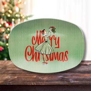 1950s Christmas Platter Retro Kitsch Holiday Tableware Vintage Mid Century Modern Serving Tray MCM Holiday Home Decor Perfect Gift for Mom