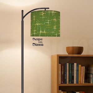 Mid Century Modern Arc Floor Lamp with Colorful Drum Shade Retro Style Lighting for Living Room Bedroom Office Reading Nook Decor
