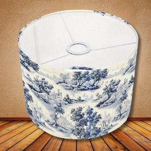 Blue Toile Lamp Shade French Toile Design for Elegant Spaces French Country Style Unique Home Lighting for Nursery or Office Vintage Inspire